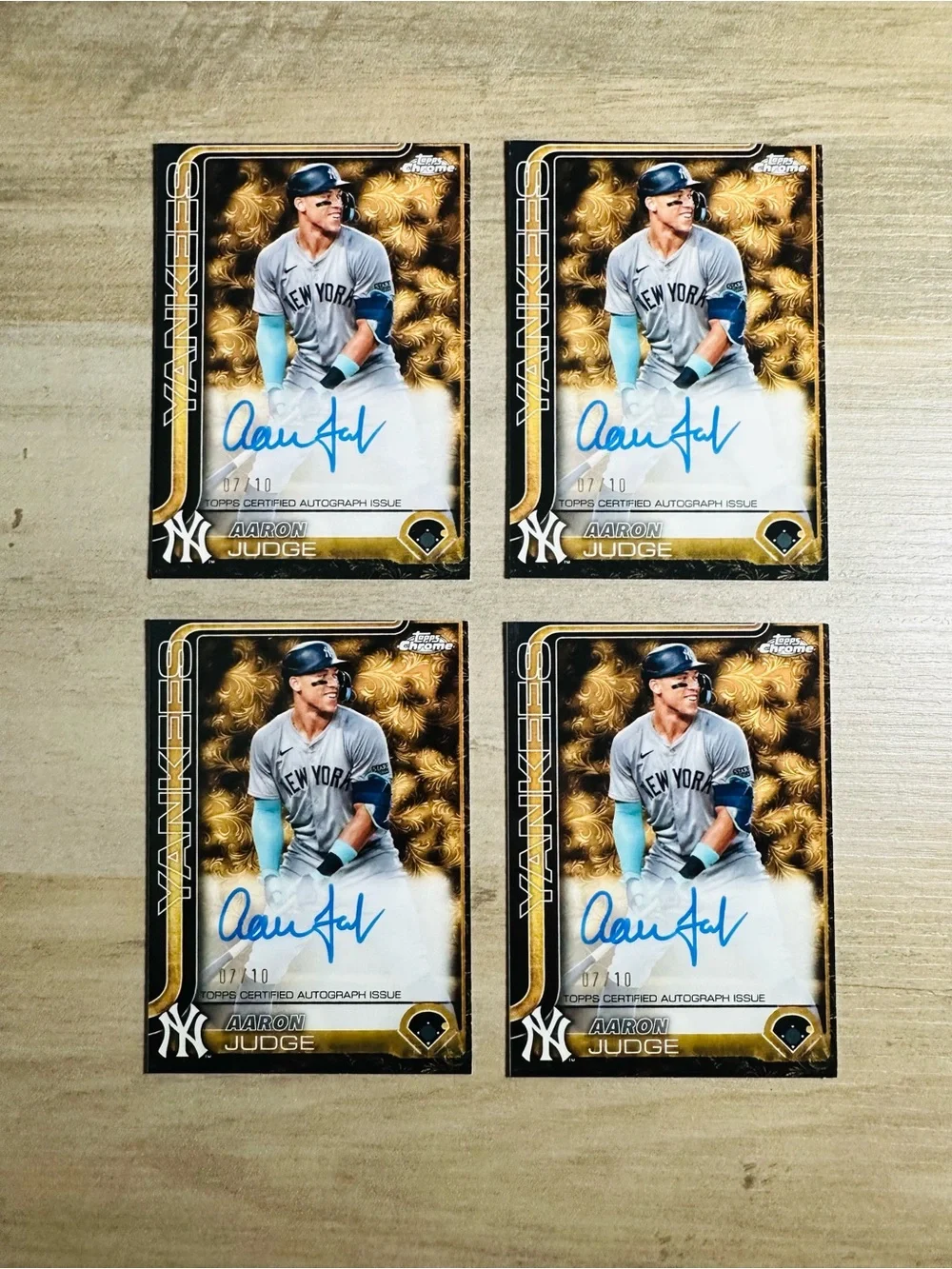 Aaron Judge Lot of (4) Signed 2025 Topps Chrome Autograph Issue Novelty Cards.